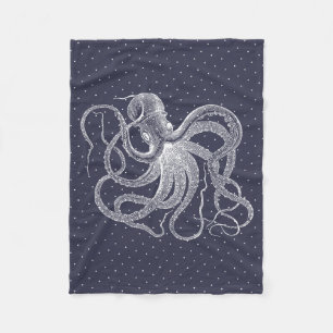 witte octopus & Stippen Patroon Fleece Deken