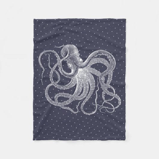 witte octopus & Stippen Patroon Fleece Deken (Voorkant)