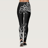 Witte octopus zwarte Leggings (Achterkant)