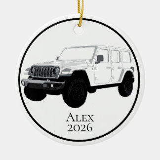Witte offroad utility vehicle 7-sleuven grille keramisch ornament