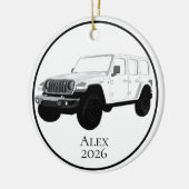 Witte offroad utility vehicle 7-sleuven grille keramisch ornament (Links)