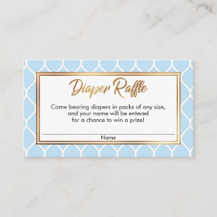 Witte Ogee & Gold, Baby Blue Luier Raffle Kaarten