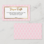 Witte Ogee & Gold Folie, Roze Luier Raffle Kaarten (Voorkant / Achterkant)