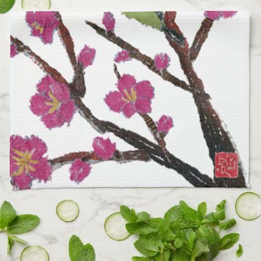 Witte ogen, krottenboom, vogel theedoek (Gevouwen)