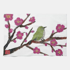 Witte ogen, krottenboom, vogel theedoek