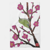 Witte ogen, krottenboom, vogel theedoek (Verticaal)