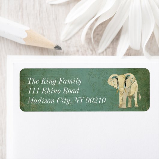 Witte olifant adreslabel etiket (Insitu)