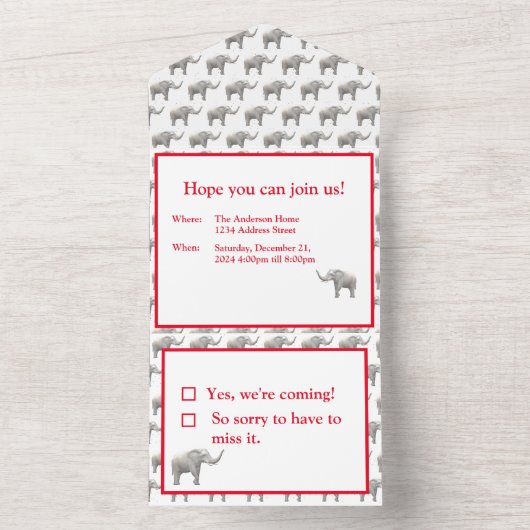 Witte olifant all in one uitnodiging (Binnen)