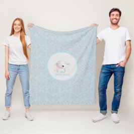 Witte Olifant Baby Moderne Jongen Blauw Fleece Deken