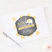 Witte Olifant Bow-stropdas Dot Baby shower Vierkante Sticker (Envelop)
