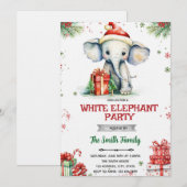 Witte Olifant Cadeau Uitnodiging (Voorkant / Achterkant)