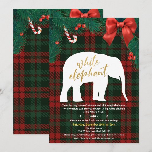 Witte Olifant Cadeau Uitnodiging (Voorkant / Achterkant)
