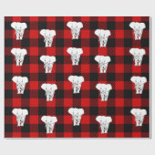 Witte Olifant Cadeau Uitwisseling Buffalo Plaid Cadeaupapier (Vlak)