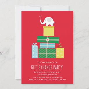 Witte olifant cadeau uitwisseling Feest uitnodigin Kaart