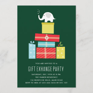Witte olifant cadeau uitwisseling Feest uitnodigin Kaart