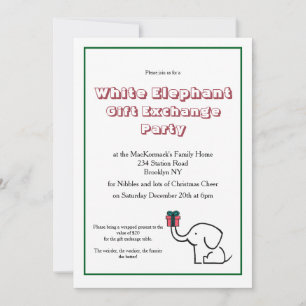 Witte Olifant Cadeau Uitwisseling Kerstfeest Kaart