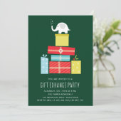 Witte olifant cadeau uitwisseling Party Invite_pin Kaart (Staand voorkant)