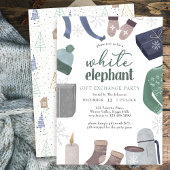 Witte olifant Cozy Winter Gift Exchange Party Kaart