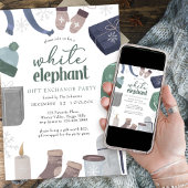 Witte olifant Cozy Winter Gift Exchange Party Kaart