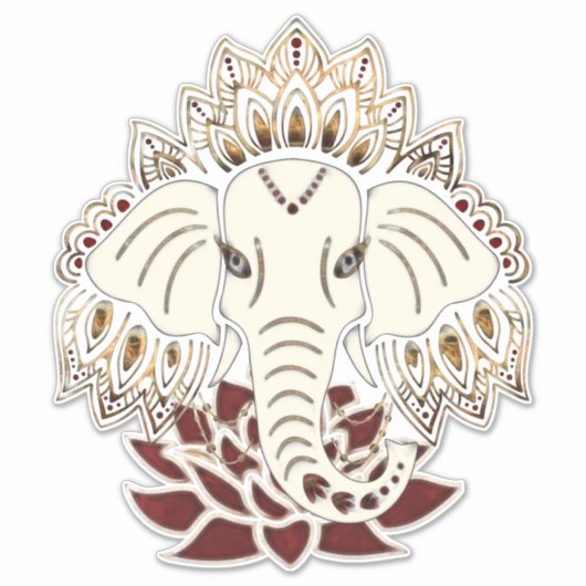 Witte Olifant Custom-Cut Vinyl Sticker (Voorkant)