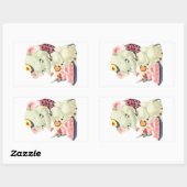 -witte olifant eettaart dessert Rectan Rechthoekige Sticker (Vel)