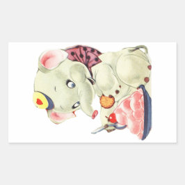 -witte olifant eettaart dessert Rectan Rechthoekige Sticker