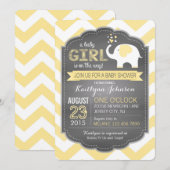 Witte olifant en Chevron-Baby shower Kaart (Voorkant / Achterkant)