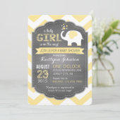 Witte olifant en Chevron-Baby shower Kaart (Staand voorkant)