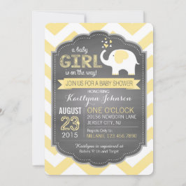 Witte olifant en Chevron-Baby shower Kaart