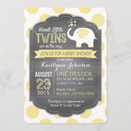 Witte olifant en Stippen Baby shower Kaart
