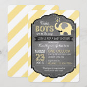 Witte olifant en streep Baby shower Kaart (Voorkant / Achterkant)