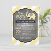 Witte olifant en streep Baby shower Kaart (Staand voorkant)