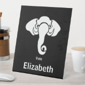 Witte Olifant Familie Thuis Adres Republikein Reclamebord Met Voetstuk (Insitu)