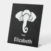 Witte Olifant Familie Thuis Adres Republikein Reclamebord Met Voetstuk (Voorkant)