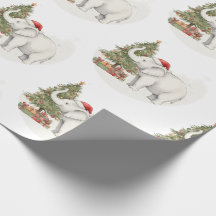 Witte Olifant Feest Kerst Inpakpapier