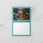 Witte Olifant Feest Kerst (Turquoise) Bedankt Kaart (Binnen)