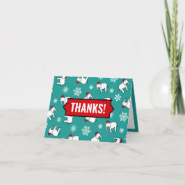 Witte Olifant Feest Kerst (Turquoise) Bedankt Kaart