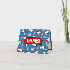 Witte Olifant Feest Kerstmis (Blauw) Dank je wel Kaart