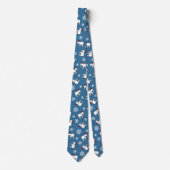 Witte Olifant Feest Kerstmis (Blauw) Necktie Stropdas (Voorkant)