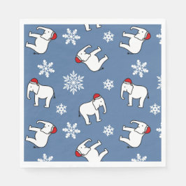 Witte Olifant Feest Kerstmis (Blauw) Papieren Serv Servet