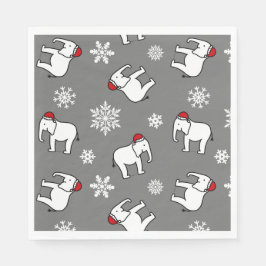Witte Olifant Feest Kerstmis (Grijs) Papieren Serv Servet
