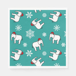 Witte Olifant Feest Kerstmis (Turquoise) Papieren Servet