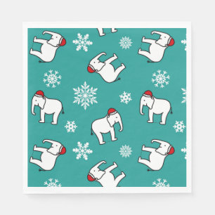 Witte Olifant Feest Kerstmis (Turquoise) Papieren  Servet