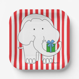 Witte Olifant Feest Papieren Bordje