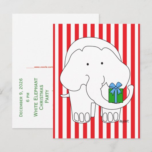 Witte Olifant Feest Uitnodiging Briefkaart (Voorkant / Achterkant)