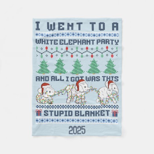 Witte Olifant Feestje Aangepast Grappig Cadeau Fleece Deken (Voorkant)