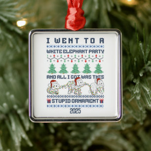 Witte Olifant Feestje Aangepast Grappig Cadeau Metalen Ornament