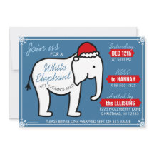 Witte Olifant Feestje Kerst (Blauw) Uitnodiging