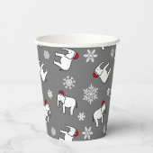 Witte Olifant Feestje Kerst (Grijs) Papieren Beker (Achterkant)