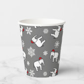 Witte Olifant Feestje Kerst (Grijs) Papieren Beker (Voorkant)